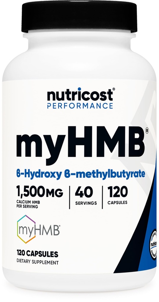 Nutricost myHMB Kapsule 1 500MG Calcium HMB Per Serving, 120 Capsules, 40 Servings - Performance Line, Calcium B-Hydroxy B-metylbutyrát Monohydrát