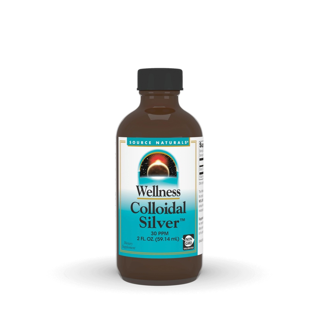 Zdroj Naturals Wellness Koloidné striebro, 30 ppm, NeGMO tekutý diétny doplnok, ktorý podporuje fyzické zdravie* - 2 Fluid oz