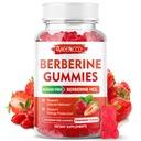 Berberine Gumies with Ceylon škorica 1500mg High Potency Berberine HCL Supplement for Immune Support, Sugar Free, Vegan, Jahodová príchuť, 60 Gróf