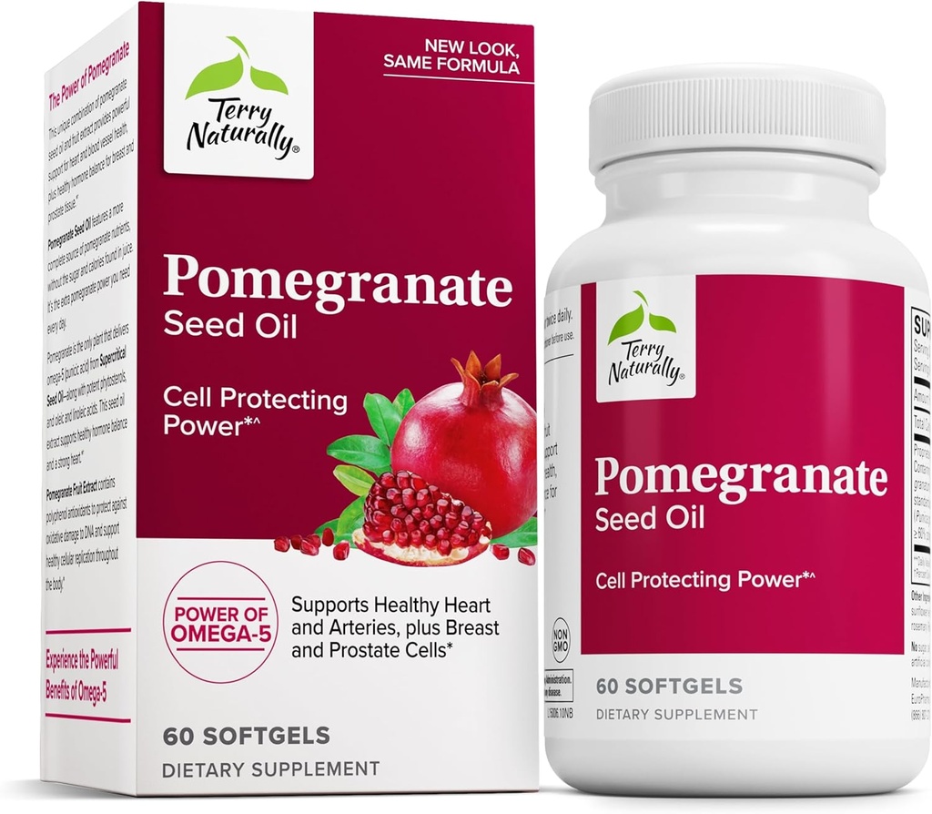 Terry prirodzene granátové jablko Seed Oil - diétny doplnok na podporu kardiovaskulárneho zdravia - bylinné non-GMO doplnok s Omega-5 & granátové jablko extrakt - 60 Softgels