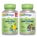 SOLARAY Mullein Leaf 330 mg a Hawthorn Berry kapsuly 1050 mg - Upokojujúce bylinná podpora Bundle pre celkové zdravie a wellness - Vegan, Non-GMO, 60-dňová záruka, Lab Overené, 200/180 VegCaps