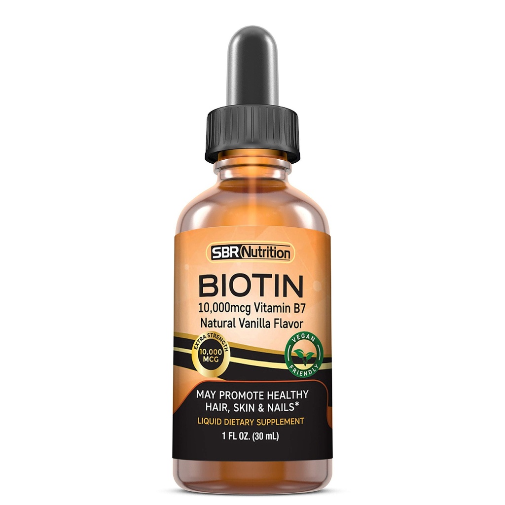 MAX Absorbcia Biotin Liquid Drops, 10000mcg Biotin per Serving, 60 Serving, žiadne umelé konzervačné látky, Vegan priateľsky, podporuje zdravý rast vlasov, silné nechty a žiariace kože, Made in USA