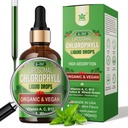 Organické Chlorofyl Tekuté kvapky Lipozomálne pre ženy a mužov, 6-in-1 Zelené Superpotraviny Vegan Chlorofyl w/Spirulina, pšeničná tráva, vitamín C B12 A pre vnútorný dezodorant*, energia,trávenie,1Packs/2 Fl Oz