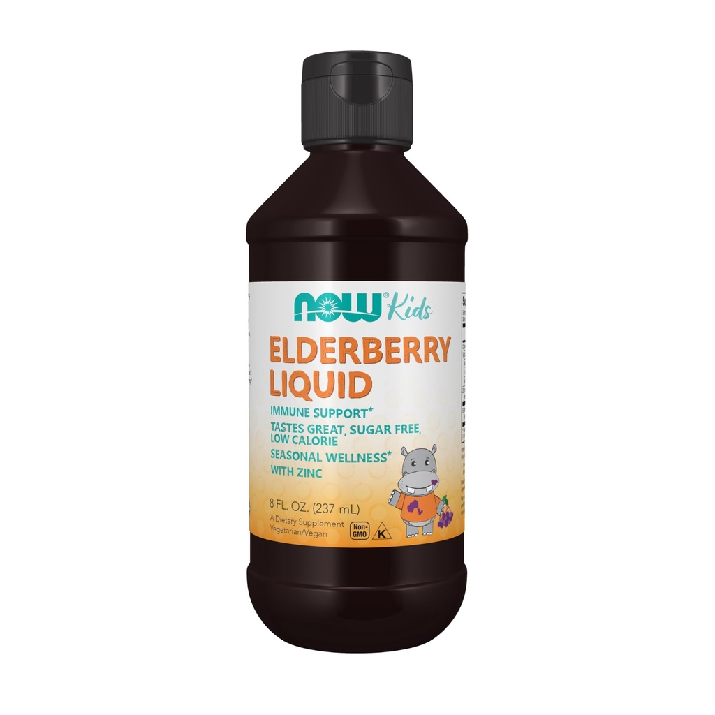 Teraz doplnky, Liquid Elderberry pre deti so zinkom a Astragalus, Imunitná podpora*, 8-Ounce, balenie sa môže líšiť