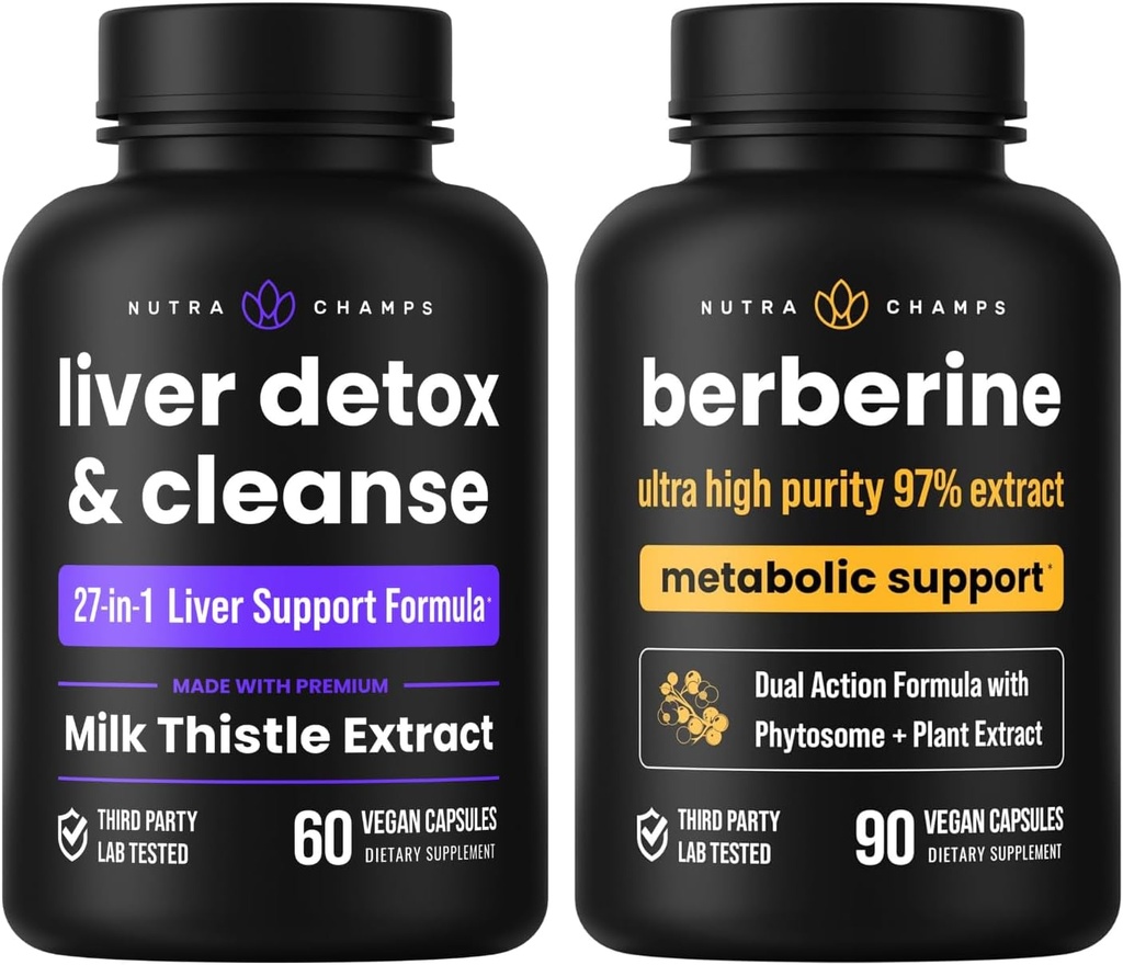 NutraChamps Liver Cleanse & Detox Capsules & Berberine Capsules