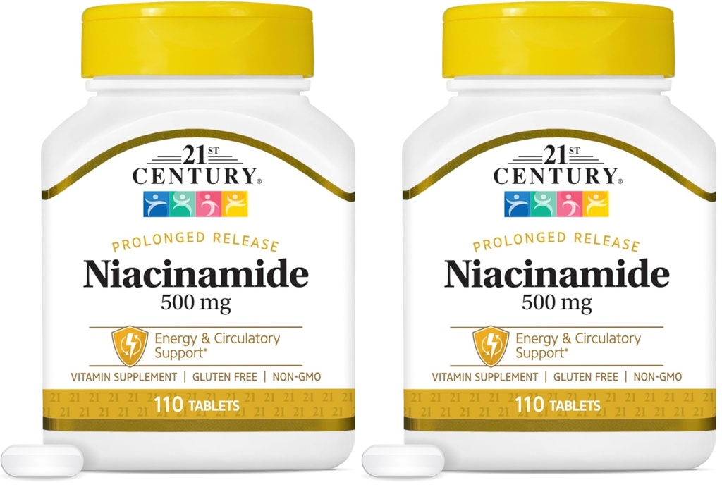 21st Century Niacínamid 500 mg Tablety s predĺženým uvoľňovaním, 110- Count (balenie 2)