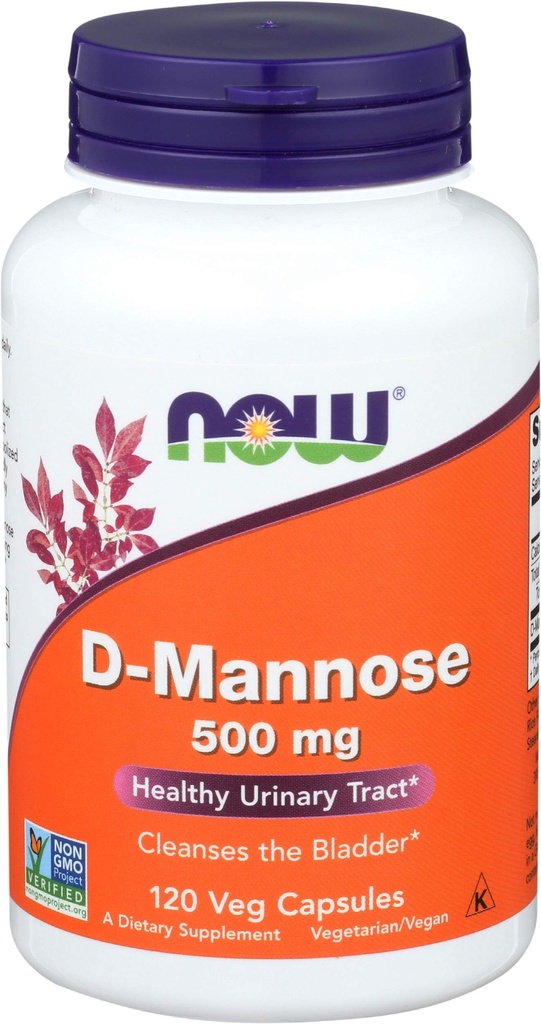 Now Foods D- Mannose, 120 Caps 500 mg (Pack of 3)