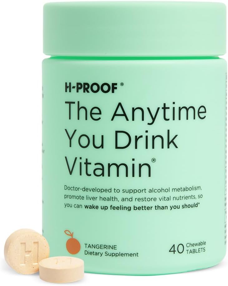 H-PROOF Pri každom pití vitamínov, zdravie pečene a imunita podpora s elektrolytmi, mlieko bodliak, a vitamíny B & C - 40 žuvacie tablety (20 podáva), Vegan, Tangerine