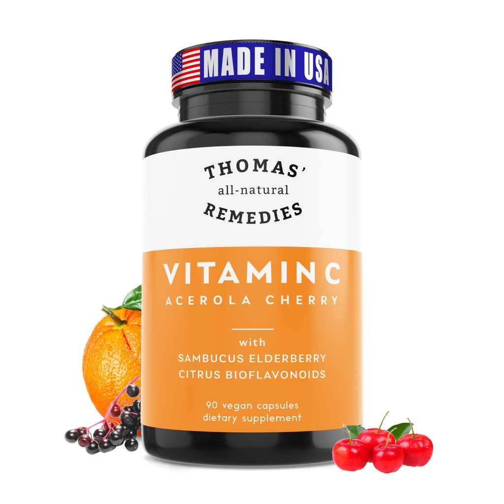 Thomas' all-prírodné opravné prostriedky Vitamín C s organickými bazami, organické Citrusové bioflavonidy - plno potravín doplnok - Non-GMO - Raw Vegan - 90 Kapsule