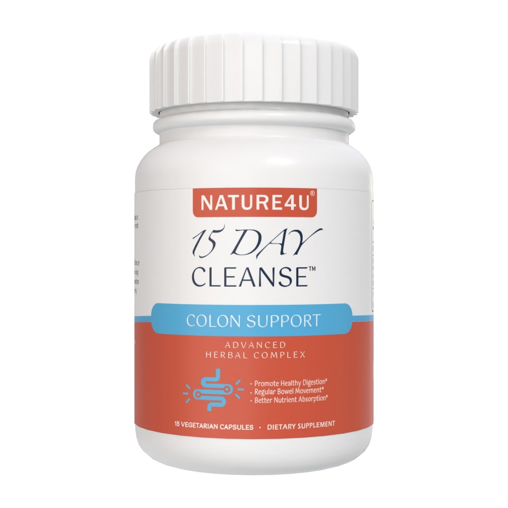 15 dní Cleanse Gut Support, Advanced Gentle Daily Colon Gut Cleanse Detox for Women & Men with Senna, Cascara Sagrada, Psyllium Husk and Probiotic, 15 Kapsule