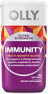 OLLY Ultra sila Imunita Softgels, Immune and Respiratory Support, Zinok, Vitamín C + D, Supplement, 30 Day Supply - 60 Počet
