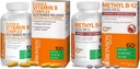 Bronson Metyl B12 5000 mcg Vitamín B12 Metylkobalamín Lozenges + Super B vitamín B komplex Trvalo pomalé uvoľňovanie