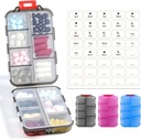3 balenie 14 GRIDS Travel pilulky Organizátor box s labels - Travel Medicine prípad Kit - Pocket Daily Pharmacy Container - Travel Mediciation Holder Dispenser for Fish Oil Vitamín Supplement Storage - jasné
