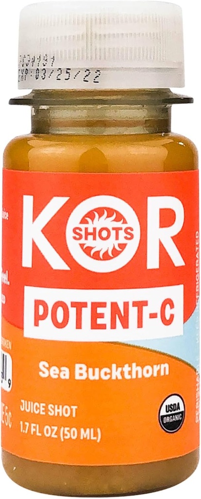 KOR Shots Sea Buckthorn a Baobab Shot - 1.7 Fl Oz - Potent C - Superfoods Vitamín C Shot - USDA Certified Organic