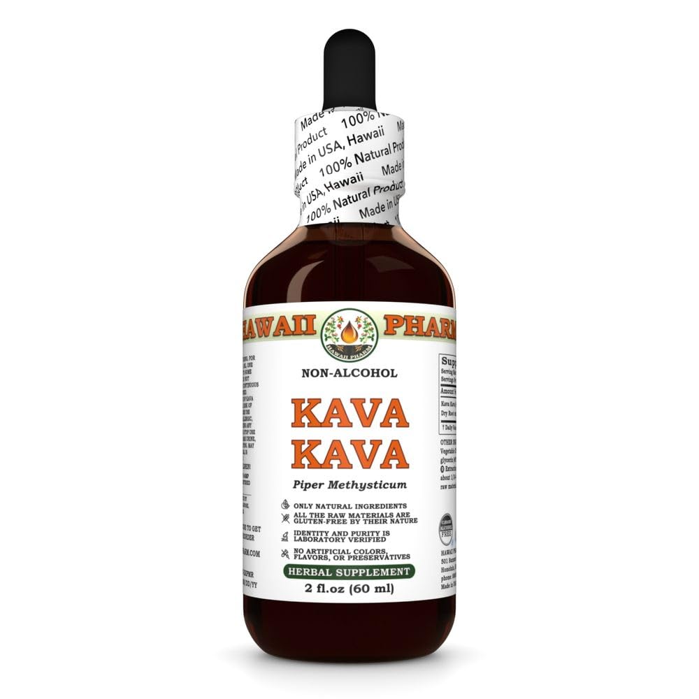 Hawaii Pharm Kava Kava Liquid Extract bez obsahu alkoholu, Kava Kava (Piper Methysticum) Sušený Root Glycerit Natural Herbal Supplement 2 oz