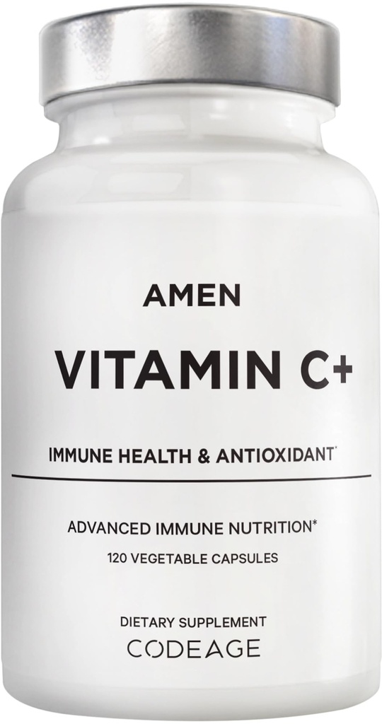 Amen Vitamín C+ Supplement with Zink, Bioflavonoids, Quercetin, Rose HIPS, Elderberry 