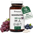 Pristinine'S Resveratrol 500MG 75 Day Supplement Antioxidant a zdravie srdca Kapsule - Mozog a pľúca Zdravie Výhody