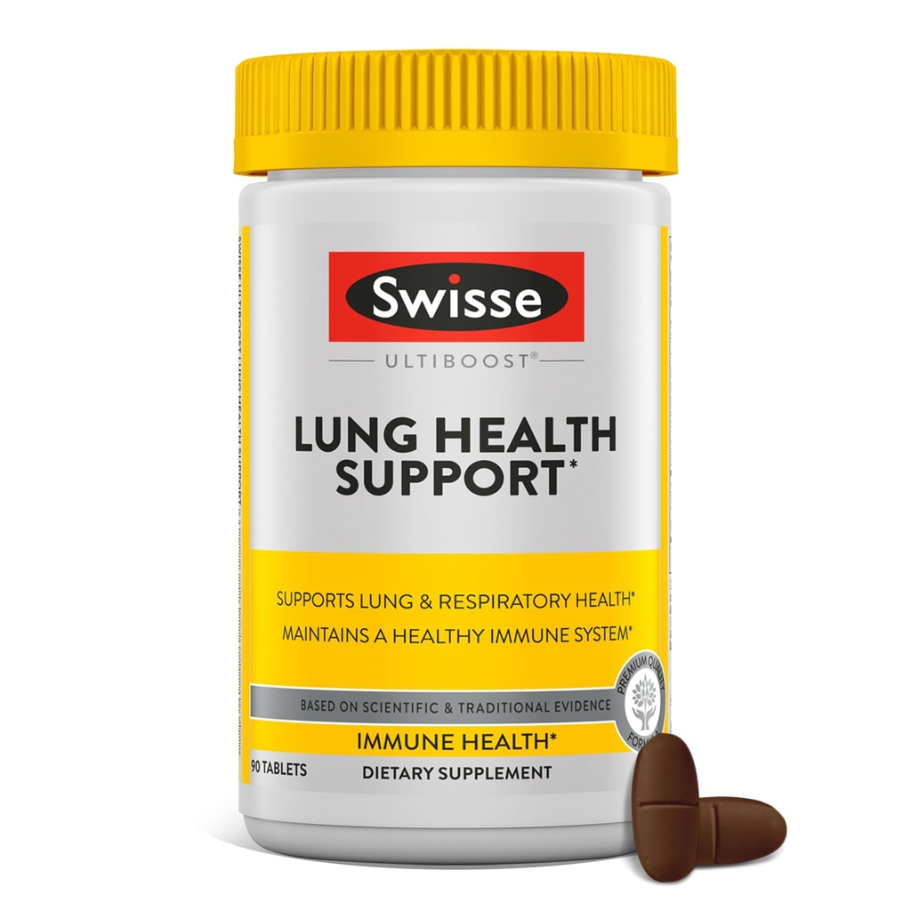 Swisse Lung Detox a čistiť Pľúca Podpora Supplement & Respiration Health s Mullein Leaf Extract, Reishi, Astragalus 