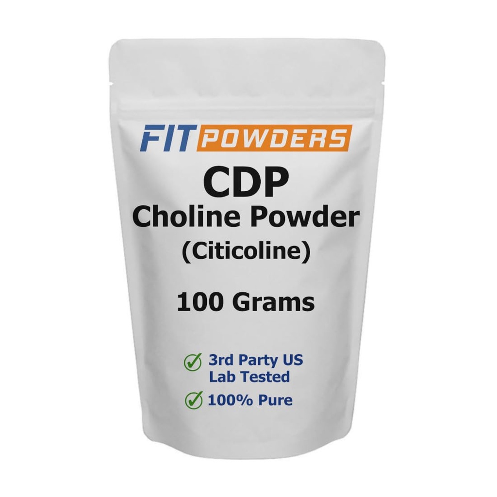 Citicolín prášok, CDP cholín prášok Pure s odmerkou, non-GMO, kognitívne doplnok pre pamäť a učenie (100 gramy)
