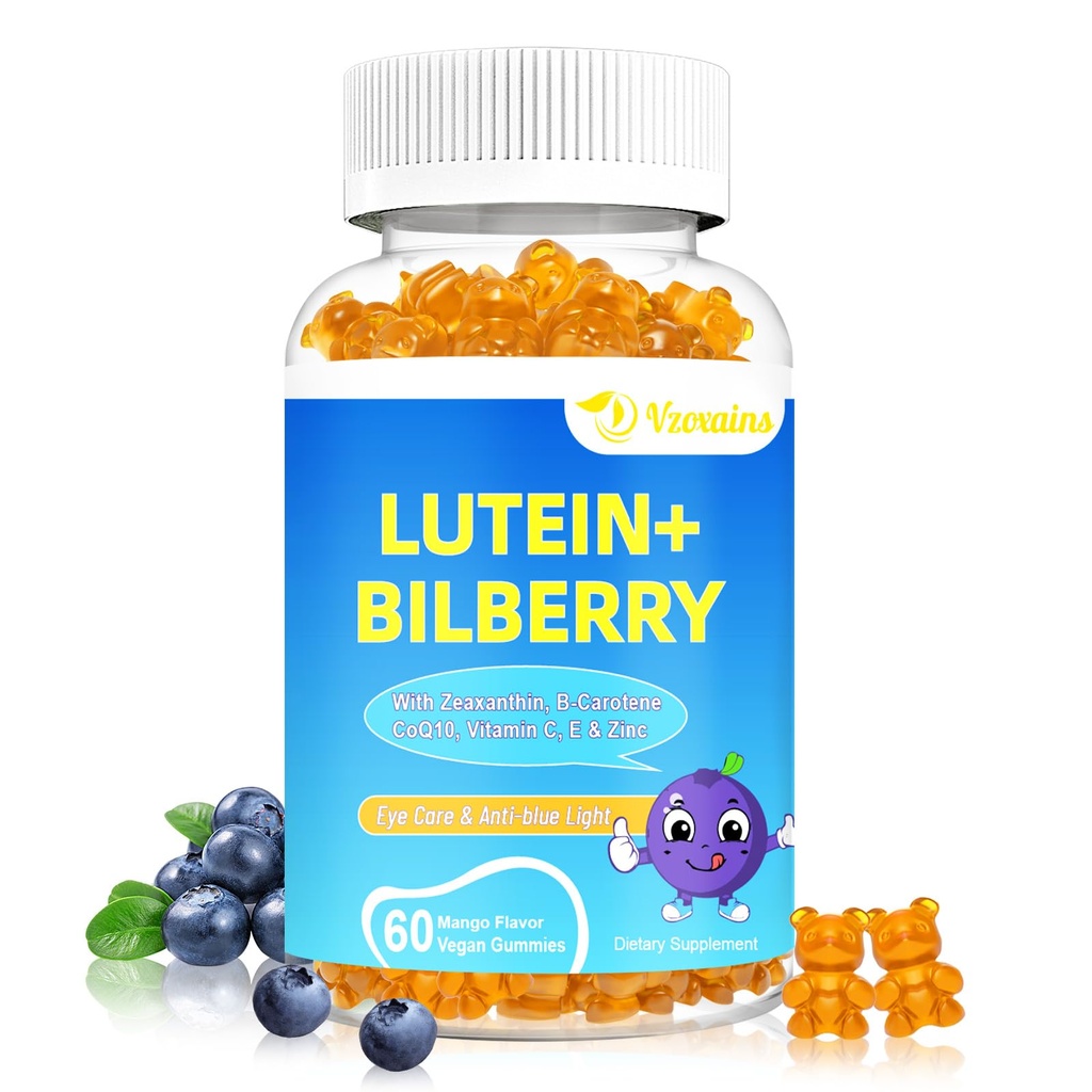 20mg Lutein & Zeaxantin Gummy s čučoriedkami, astaxantínom, Omega 3, vitamín C, E - Sugar Free Eye Health Supplement for Adults & Kids - Dry Eye Relief, Vision Clarity, Macular Support