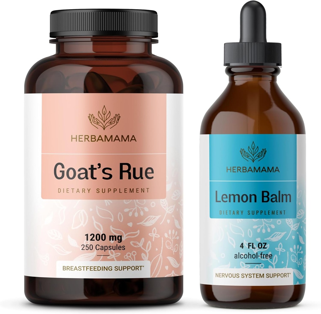 HERBAMA caps Rue and Lemon Balm Kit - Bundle of 1200 mg capsules and Lemon Balm Liquid Drops 4 fl oz - Vegan, Non-GMO, Cukor & Bez alkoholu - 2 balenia