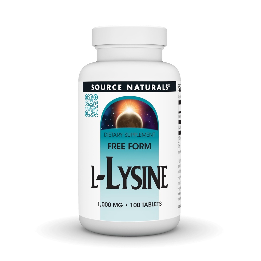 Zdroj Naturals L-Lysine Free Form, 1000 mg - Aminokyselin Supplement podporuje tvorbu energie a kolagén* - 100 tabliet
