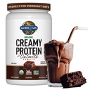 Záhrada života Krémový Organický Vegánsky Proteín Prášok + OatMilk, 20g Kompletný rastlinný proteín, Kokosová voda, MCT, Sprúd Zrná, Prebiotiká, Probiotiká Bez lepidla, Čokoláda Brownie, 2 LBS