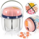 Portable Pill Box, GloDeals Weekly Pill Organizer 7-Day Travel Medicine Organizer BPA Free Moisture Proof Portable Medicine Container for Vitamins,Fish Oils, Supplements (Pink-)