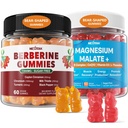2Pack Berberine Supplement Gummies 1500mg + 2Pack Magnézium malate s CoQ10-100mg Gummies