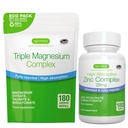 Triple Magnézium Complex 180 Tablets + Zinkový komplex Vegan Bundle, vysoká absorpcia Súvisiace horčík + 25 mg Súvisiace zinok Pikolinát a bisglycinát s meďou, Igennus