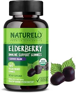 NATURELO bazové Gummy Imunitná podpora s Sambucus bazalky + vitamín C + zinok Certified Organic, 60ct
