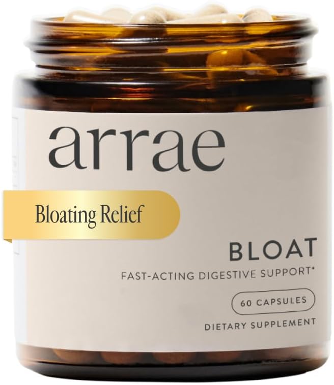 Arrae Fast-Acting Bloating Relief Digestive Enzymes, All Natural Bloat, Gas & Insliance Relief Kapsule, 60 Počet