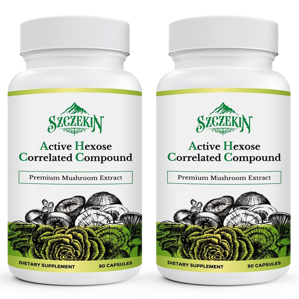 Active Hexose Correlated Compound 1500 mg Supplement, Natural 8 Mushroom Extract Supplement, Immune System, Pečeň Funkcia, Prírodný zabijak a T Bunky Aktivita, 180 Veggie Kapsule