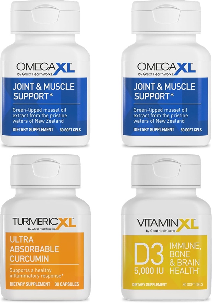 OmegaXL Immune Supporting Bundle - (2) 60 Count + TurmericXL + VitaminXL D3 - na podporu optimálneho imunitného zdravia (Stock of 4)