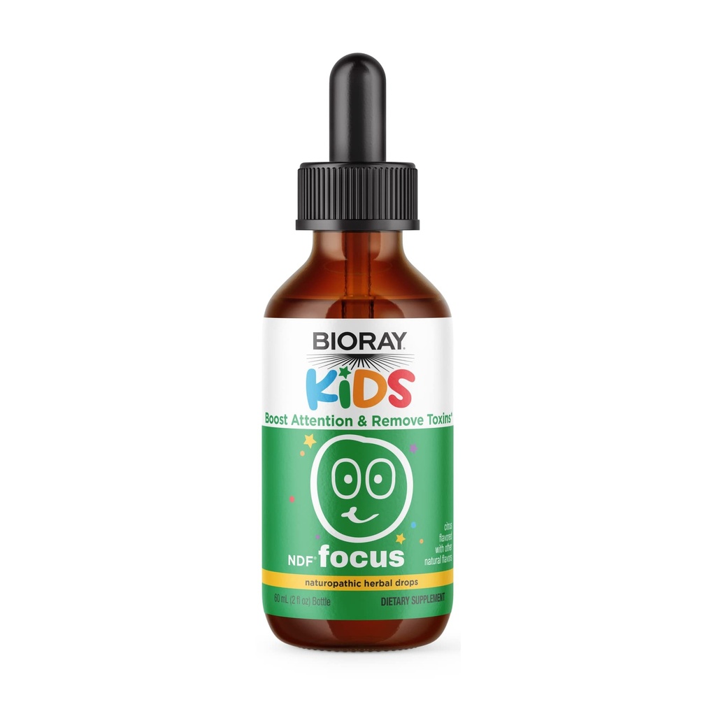 BIORAY Kids NDF Focus, Citrus - 2 fl oz - podporuje kognitívne funkcie, zvyšuje jasnosť a podporuje stabilné úrovne energie - non-GMO, Vegetarián, Gluten Free - 1-2 Mesiac dodávky