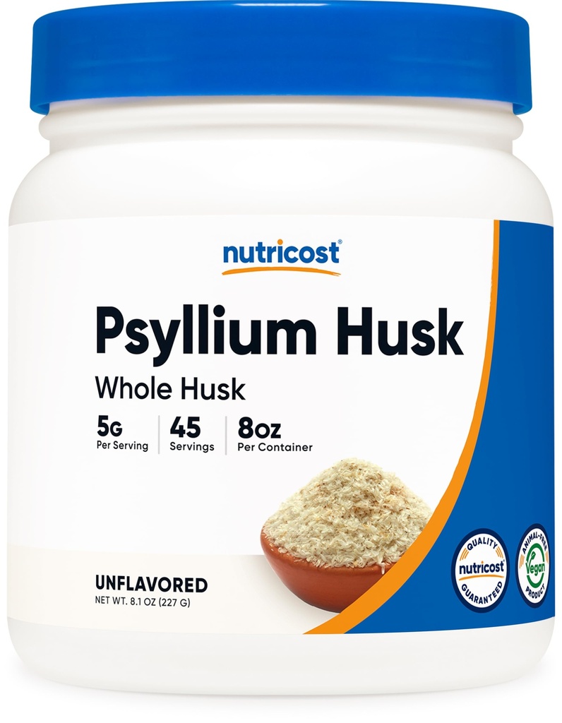 Nutricost Psyllium Full Husk Powder (Flakes) 8.1oz - Gluten Free & Non-GMO