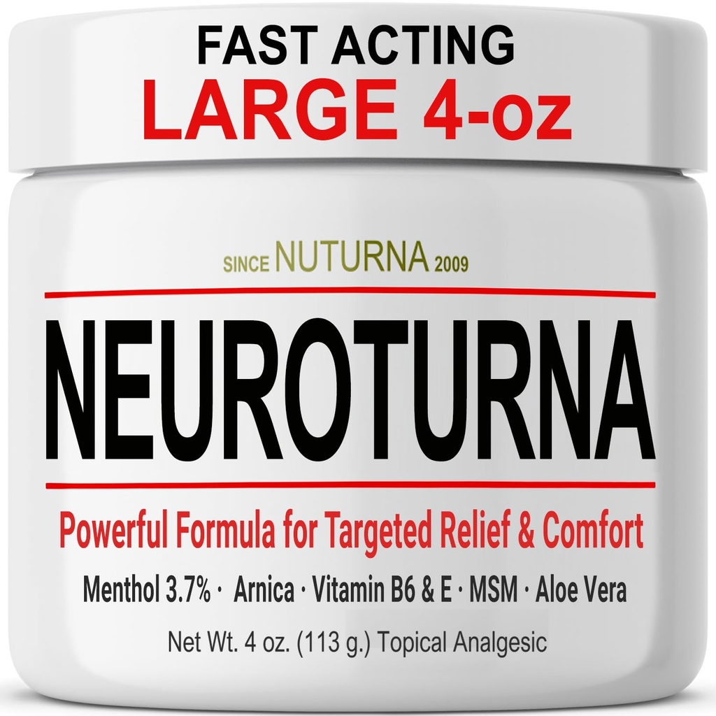 Neuropatia Nerve Relief Cream - Rýchly výkon Max Relief pre nohy nohy nohy nohy späť - Ultra Strength Menthol Arnica Aloe Vera MSM, Upokojujúce prírodné Nerve Comfort Relief, Paraben-free 4 Oz