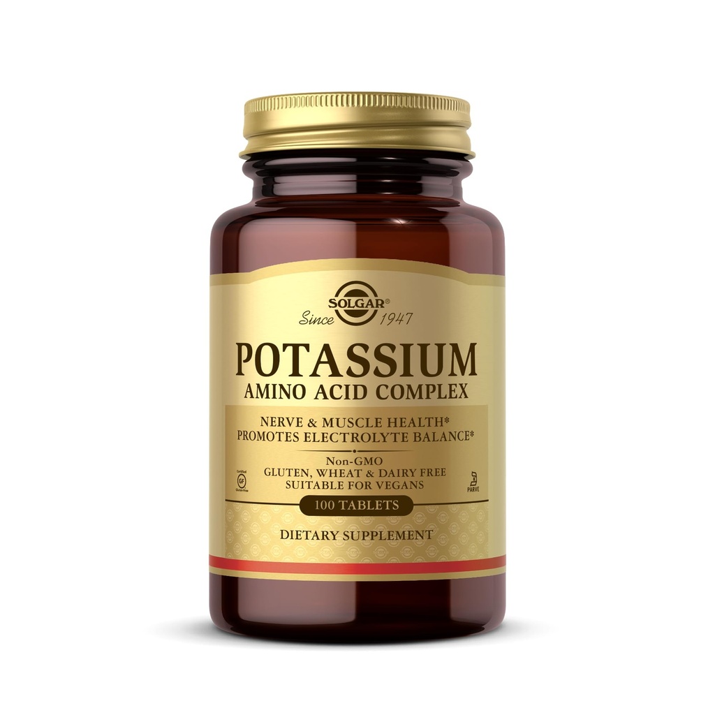 Solgar Draslík Amino Acid Complex, 100 Tablety - Nerve & Muscle Health - Podporuje elektrolytovú rovnováhu - non-GMO, Vegan, Gluten Free, Dairy Free, Kosher - 100 Serviv