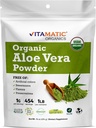 Vitamatic Certified USDA Organic Aloe Vera Powder 1 lb (16 oz) Supports Skin, Digestion, Detox & Immune Health 