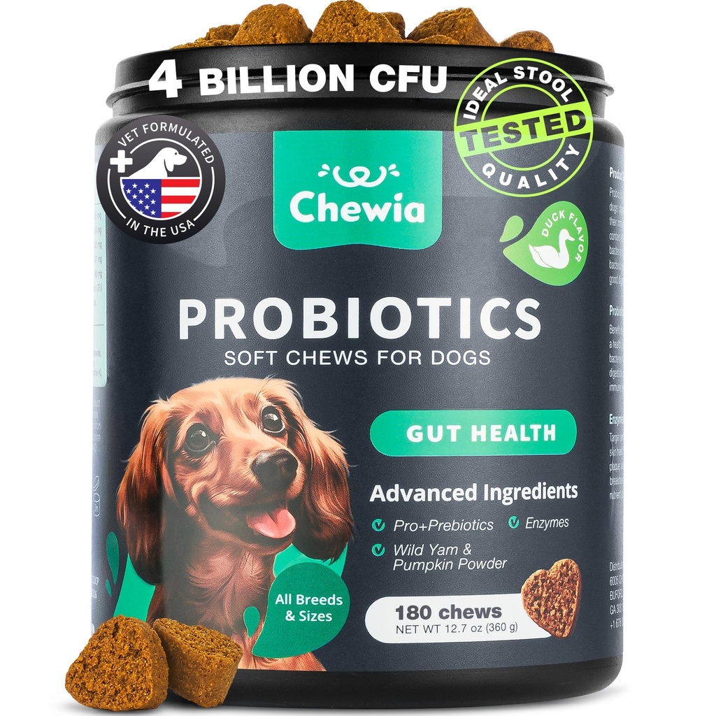 Probiotiká pre psy Gut zdravie, trávenie, imunita, kyslosť bilancie, svrbenie kože, alergie podpora - pes probiotické Chews s tráviacimi enzýmami pre Gut Flora- mäkké liečby s tekvica a kvasinkový prášok