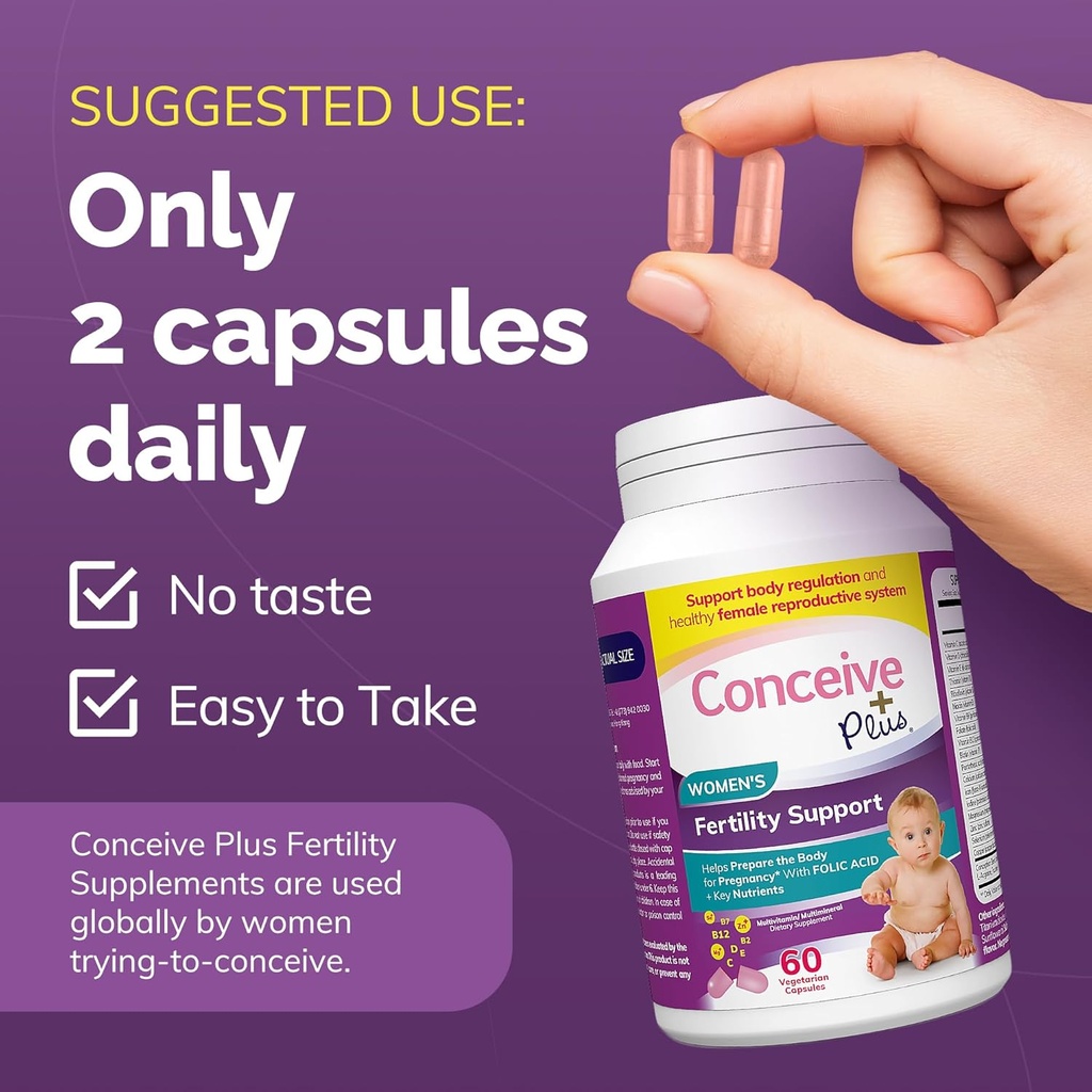 CONCEIVE PLUS Ovulation + Ženská plodnosť Combo, podporuje plodnosť a Ovarian Regulation, 60 + 120 Kapsule