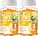 Glukozamín Chondroitín Gummy s extra silou MSM a bazy - Spoločná podpora, Antioxidant Immune Suplement pre dospelých, Muži & Ženy120 Oranžové Gummy