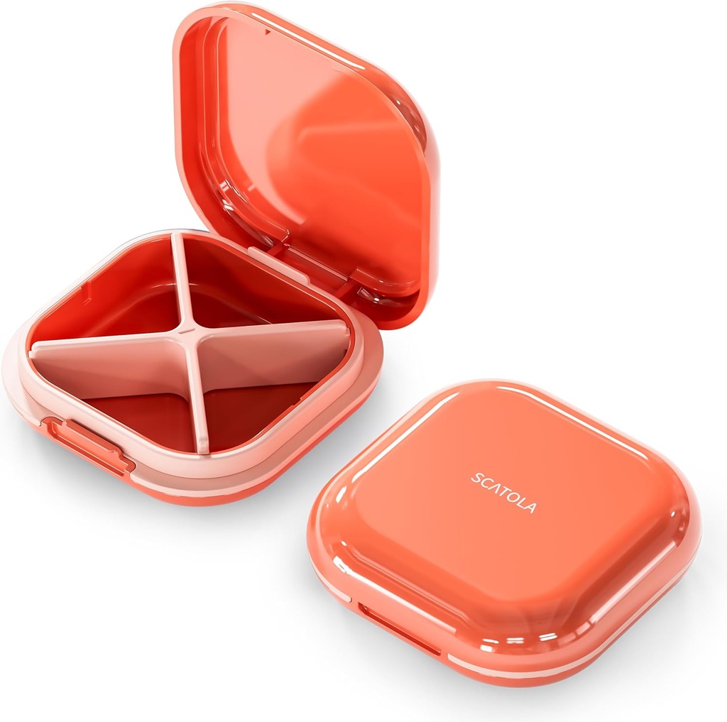 Malá tabletka Prípad, Travel Pill Box, Prenosné pilulky Organizátor, Pill Kontajner pre vrecko 4 Kompartments, Denné kompaktné cestovné lieky držiteľa pre vitamíny lieky (Pink)