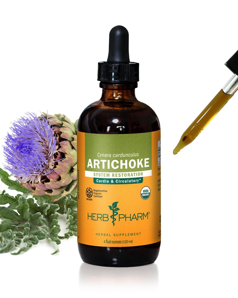 Herb Pharm Certified Organic Artichoke Liquid Extract for Cardiovaskulárne a circulatory Support - 4 Ounce