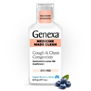 Genexa Clean Cough & Chest Castgestion Relief, Farbivo Free, 0% Umelá prísada, Multi-Symptom Maximálna sila Relief Cough Sirup, Kašeľ Supresant & Explorant, Organic Blueberry Flavor, 6 fl oz