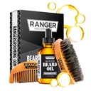 Brad Kit by Ranger Grooming Company by Leven Rose, 100% Organic Natural Fragrance Free Nevoňavý Beard Oil, Boar Bristle Beard Brush, Natural Wood Comb Beard Starter Set pre mužov