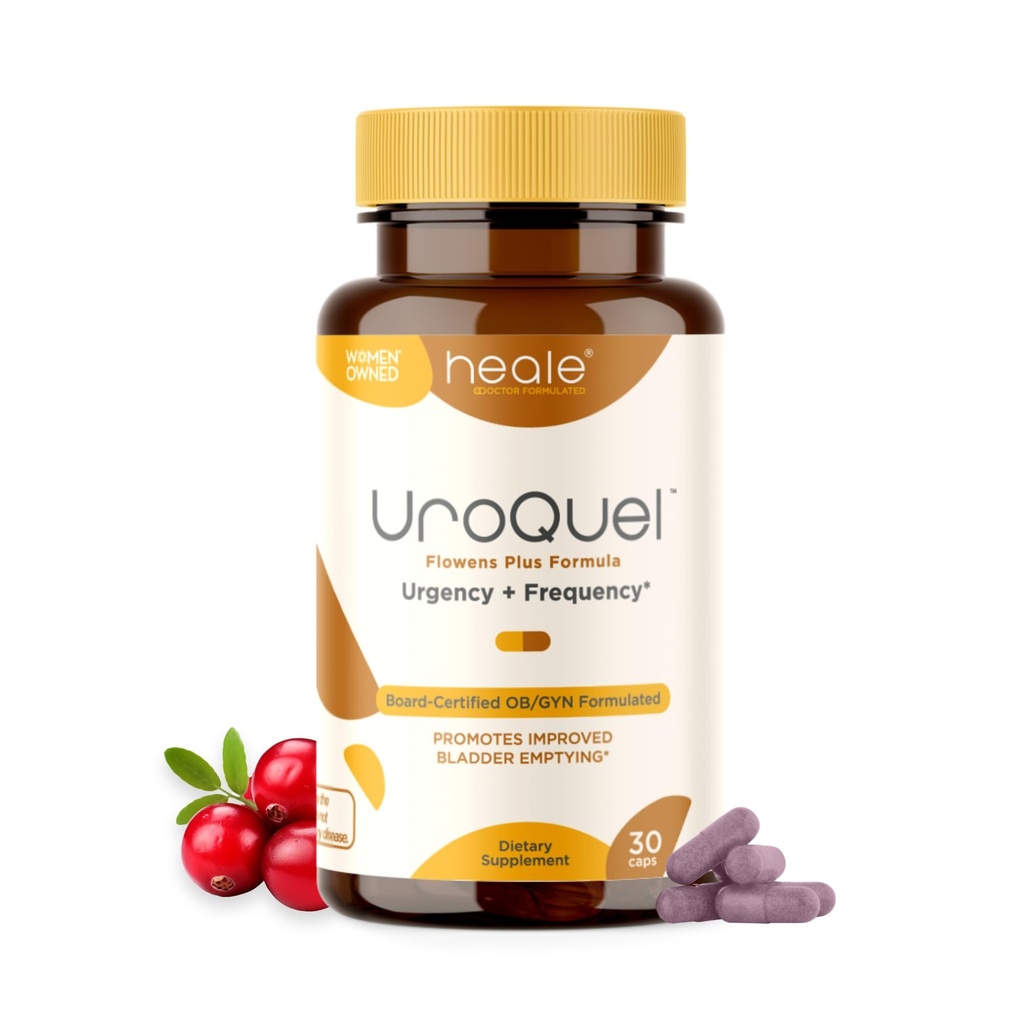 UroQuel - Natural Bridder Control Cranberry Supplement - Znížte potrebu, frekvenciu, inkontinenciu kúpeľne, s prietokmi - OBGYN formulované - brusnicové pilulky pre ženy a mužov - podľa Heale - 30 Kapsule