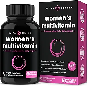 NutraChamps Dámske denné multivitamínové doplnky - Vegánske kapsuly s biotínom, vitamíny A B C D E K, vápnik, zinok, luteín, horčík - Premium Multiminerálny multivitamín pre ženy