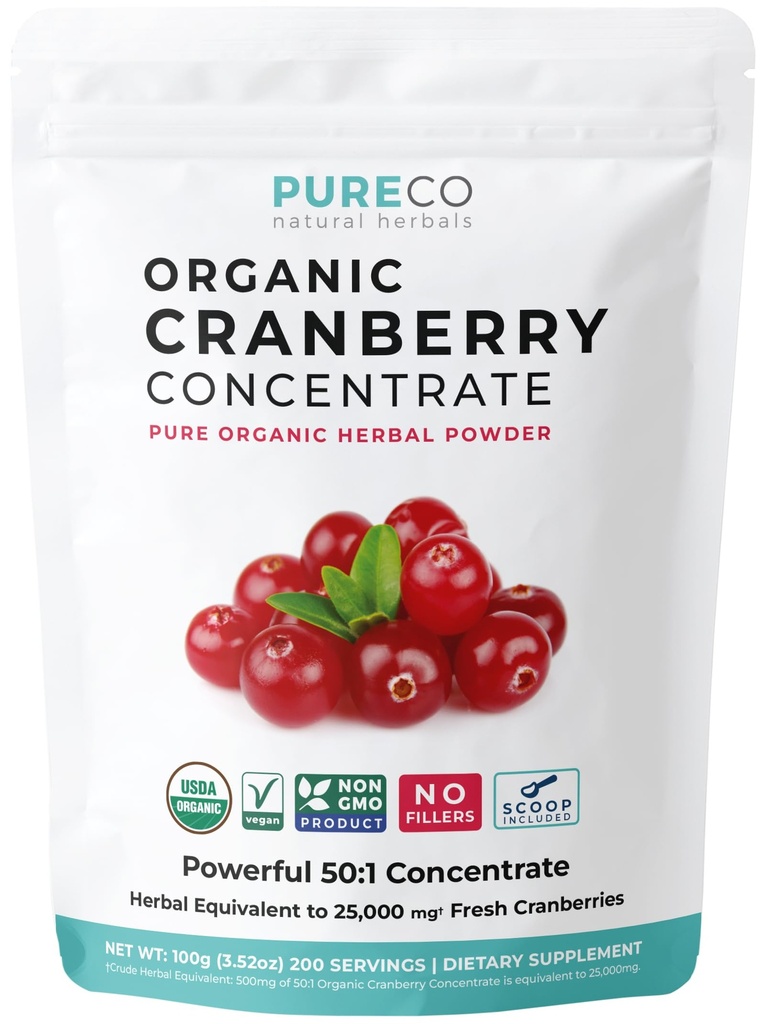 USDA Cranberry Powder Organic Certified - Organic Cranberry Juice Concentration Support Urinary Tract Health for Women & Men - Pure Berry Concentration Vegan Non-GMO & Filler Free (200 Servings)