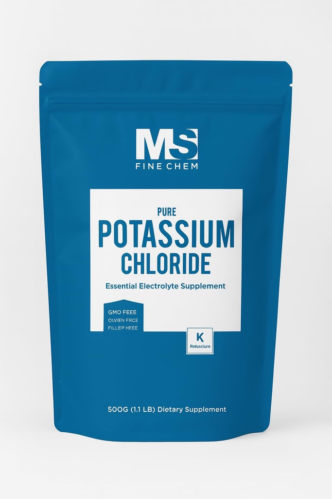 Prášok chloridu draselného - 500 gramov - 1,1 lb - prášok na suplementáciu draslíka, náhradná soľ chloridu draselného, soľ draselný - bez lepku, 200 mg na obsluhu